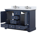 Lexora Dukes 48" W x 22" D Navy Blue Bath Vanity Quartz Top with Faucet Set