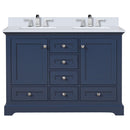 Lexora Dukes 48" W x 22" D Navy Blue Bath Vanity Cultured Marble Top with Faucet Set