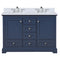 Lexora Dukes 48" W x 22" D Navy Blue Bath Vanity Cultured Marble Top with Faucet Set