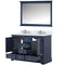 Lexora Dukes 48" W x 22" D Navy Blue Bath Vanity Cultured Marble Top with Faucet Set and 46" Mirror