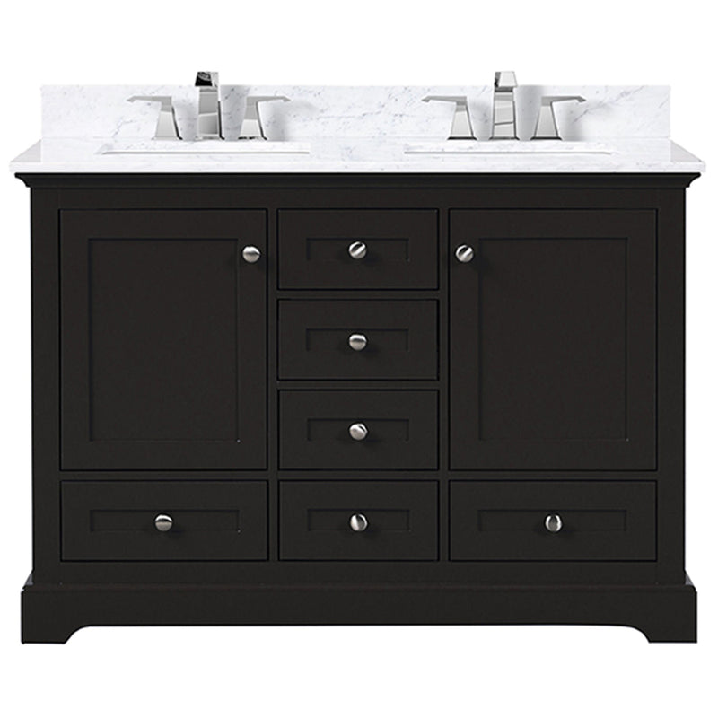 Lexora Dukes 48 " W x 22" D Espresso Bath Vanity Carrara Marble Top With Faucet Set