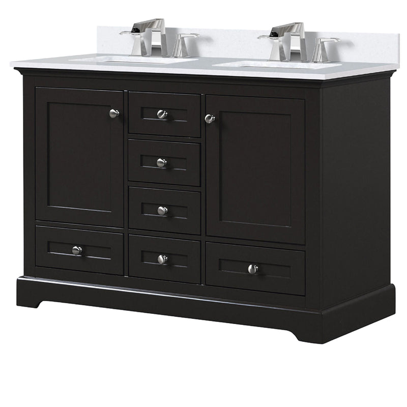 Lexora Dukes 48" W x 22" D Espresso Bath Vanity Quartz Top with Faucet Set