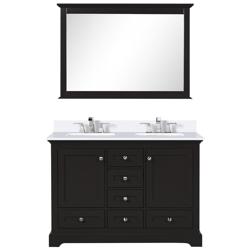 Lexora Dukes 48" W x 22" D Espresso Bath Vanity Cultured Marble Top with Faucet Set and 46" Mirror