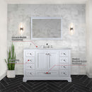 Lexora Dukes 48" W x 22" D White Double Bath Vanity Carrara Marble Top with Faucet Set