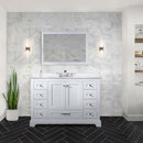 Lexora Dukes 48" W x 22" D White Bath Vanity Quartz Top with Faucet Set