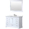 Lexora Dukes 48" W x 22" D White Bath Vanity Cultured Marble Top with Faucet Set and 46" Mirror