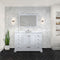 Lexora Dukes 48" W x 22" D White Bath Vanity Cultured Marble Top with Faucet Set and 46" Mirror