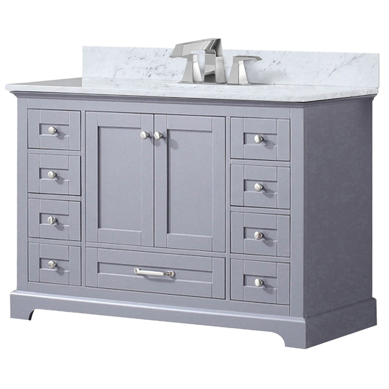 Lexora Dukes 48" W x 22" D Dark Grey Bath Vanity Carrara Marble Top with Faucet Set