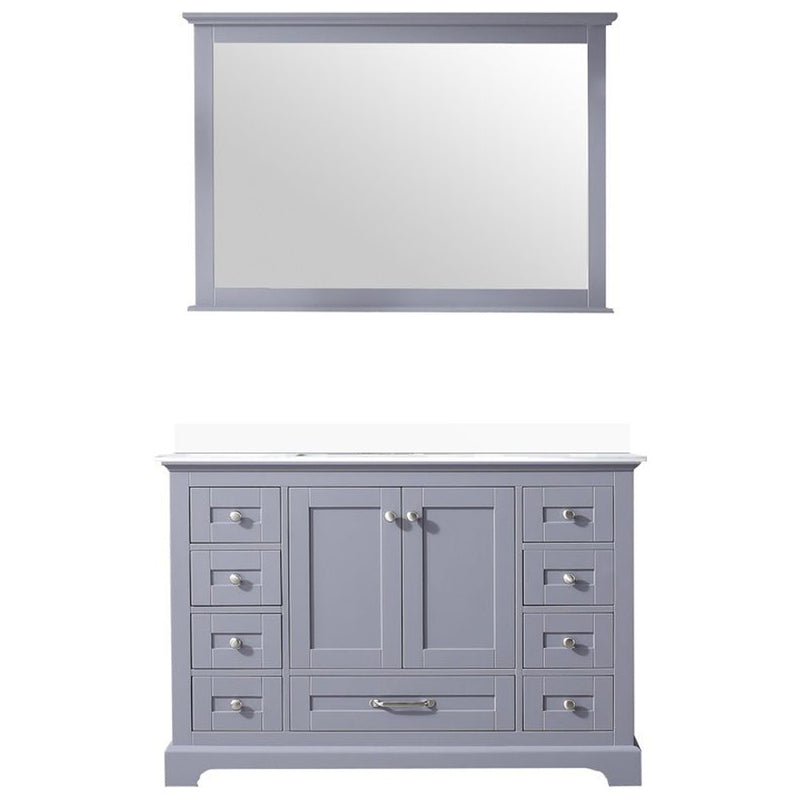 Lexora Dukes 48" W x 22" D Dark Grey Bath Vanity Cultured Marble Top Square with 46" Mirror