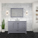 Lexora Dukes 48" W x 22" D Dark Grey Bath Vanity Cultured Marble Top with Faucet Set and 46" Mirror