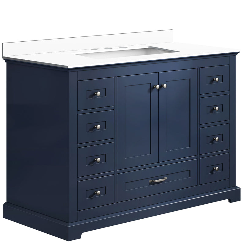 Lexora Dukes 48" W x 22" D Navy Blue Bath Vanity and Cultured Marble Top