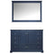 Lexora Dukes 48" W x 22" D Navy Blue Bath Vanity Cultured Marble Top 46" Mirror