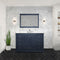 Lexora Dukes 48" W x 22" D Navy Blue Bath Vanity Cultured Marble Top with Faucet Set and 46" Mirror