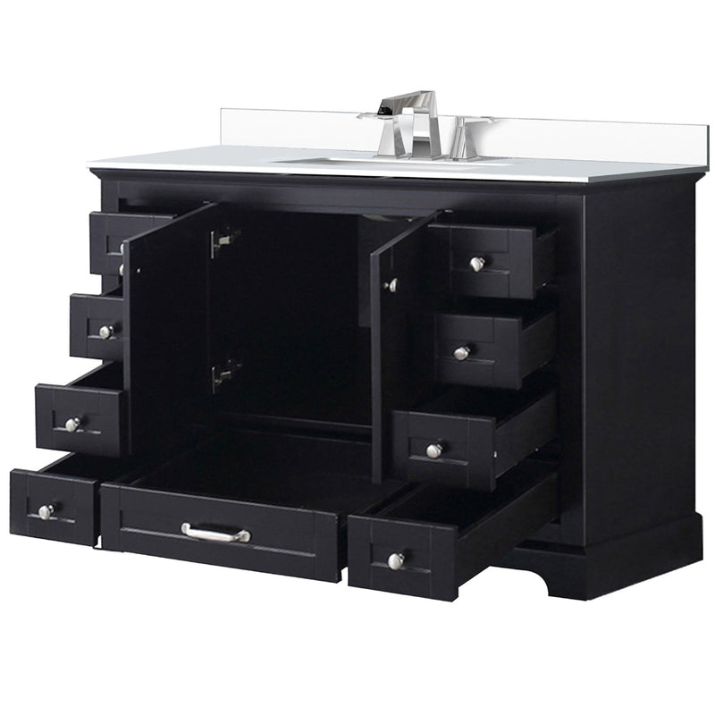 Lexora Dukes 48" W x 22" D Espresso Bath Vanity Quartz Top with Faucet Set