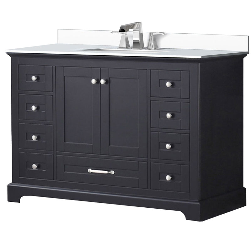 Lexora Dukes 48" W x 22" D Espresso Bath Vanity Cultured Marble Top With Faucet Set