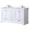 Lexora Dukes 60" W x 22" D White Double Bath Vanity Carrara Marble Top with Faucet Set