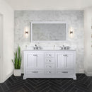 Lexora Dukes 60" W x 22" D White Double Bath Vanity Carrara Marble Top with Faucet Set