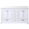 Lexora Dukes 60" W x 22" D White Double Bath Vanity and Carrara Marble Top