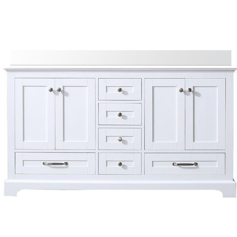 Lexora Dukes 60" W x 22" D White Double Bath Vanity and Carrara Marble Top