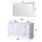 Lexora Dukes 60" W x 22" D White Double Bath Vanity Carrara Marble Top with Faucet Set