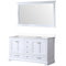 Lexora Dukes 60" W x 22" D White Double Bath Vanity Carrara Marble Top and 58" Mirror