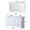 Lexora Dukes 60" W x 22" D White Double Bath Vanity Carrara Marble Top and 58" Mirror