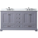 Lexora Dukes 60" W x 22" D Dark Grey Double Bath Vanity Carrara Marble Top with Faucet Set