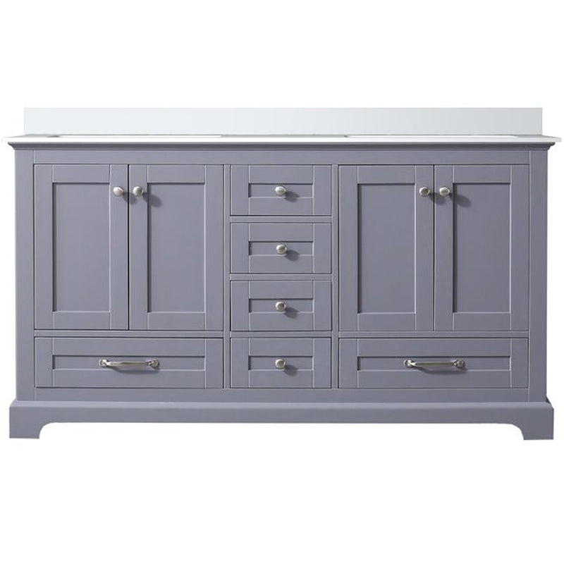 Lexora Dukes 60" W x 22" D Dark Grey Double Bath Vanity and Carrara Marble Top