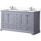 Lexora Dukes 60" W x 22" D Dark Grey Double Bath Vanity Carrara Marble Top with Faucet Set