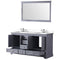 Lexora Dukes 60" W x 22" D Dark Grey Double Bath Vanity Carrara Marble Top with Faucet Set and 58" Mirror