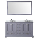 Lexora Dukes 60" W x 22" D Dark Grey Double Bath Vanity Carrara Marble Top with Faucet Set and 58" Mirror