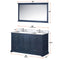 Lexora Dukes 60" W x 22" D Navy Blue Double Bath Vanity Carrara Marble Top with Faucet Set