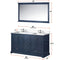 Lexora Dukes 60" W x 22" D Navy Blue Double Bath Vanity Carrara Marble Top with Faucet Set