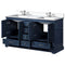 Lexora Dukes 60" W x 22" D Navy Blue Double Bath Vanity Carrara Marble Top with Faucet Set