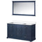 Lexora Dukes 60" W x 22" D Navy Blue Double Bath Vanity Carrara Marble Top with 58" Mirror