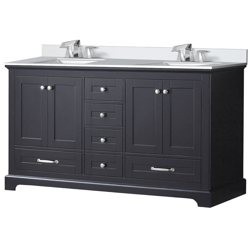 Lexora Dukes 60" W x 22" D Espresso Double Bath Vanity Carrara Marble Top with Faucet Set