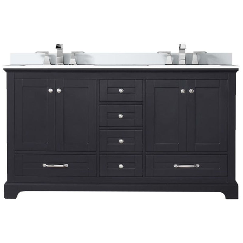 Lexora Dukes 60" W x 22" D Espresso Double Bath Vanity Carrara Marble Top with Faucet Set