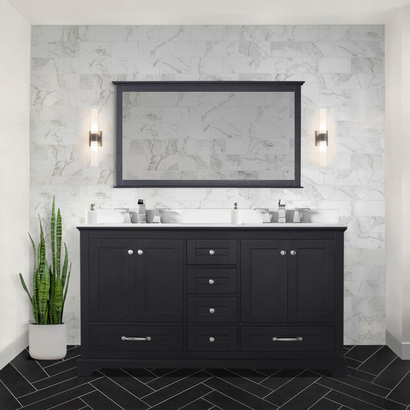 Lexora Dukes 60" W x 22" D Espresso Double Bath Vanity Carrara Marble Top