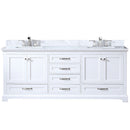 Lexora Dukes 80" W x 22 " D White Double Bath Vanity Carrara Marble Top with Faucet Set