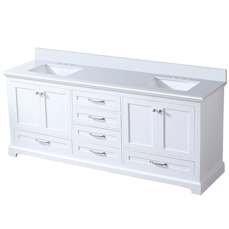 Lexora Dukes 80" W x 22" D White Double Bath Vanity and Carrara Marble Top