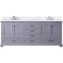 Lexora Dukes 80" W x 22" D Dark Grey Double Bath Vanity Carrara Marble Top with Faucet Set