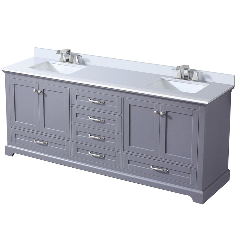 Lexora Dukes 80" W x 22" D Dark Grey Double Bath Vanity Carrara Marble Top with Faucet Set