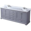 Lexora Dukes 80" W x 22" D Dark Grey Double Bath Vanity Carrara Marble Top with Faucet Set