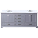 Lexora Dukes 80" W x 22" D Dark Grey Double Bath Vanity Carrara Marble Top with Faucet Set