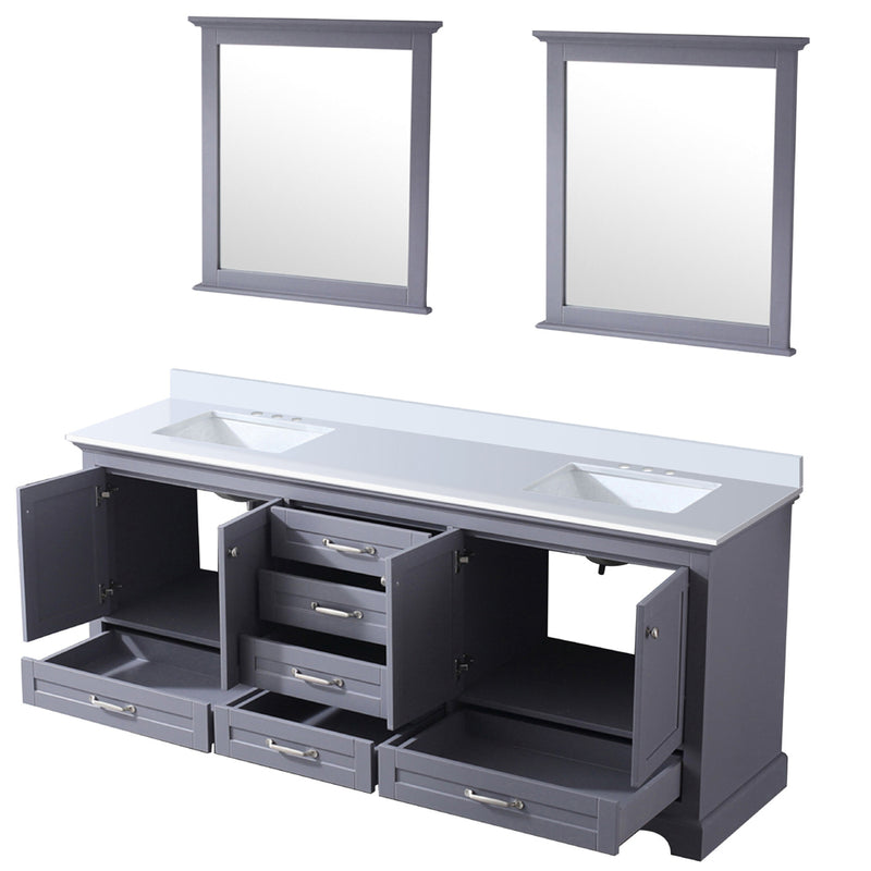 Lexora Dukes 80" W x 22 " D Dark Grey Double Bath Vanity Carrara Marble Top and 30" Mirrors