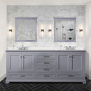 Lexora Dukes 80" W x 22 " D Dark Grey Double Bath Vanity Carrara Marble Top with Faucet Set and 30" Mirrors