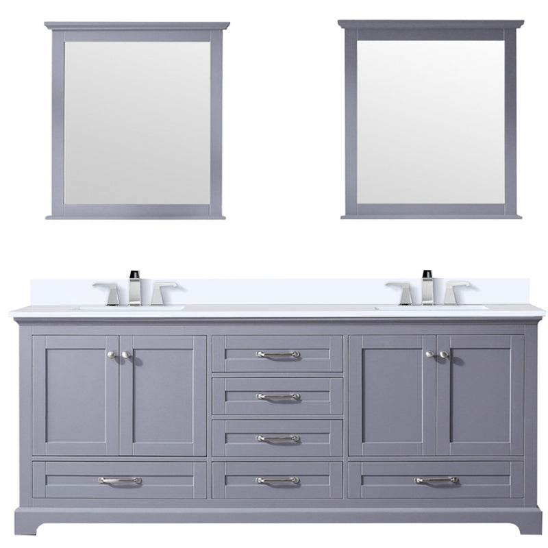 Lexora Dukes 80" W x 22 " D Dark Grey Double Bath Vanity Carrara Marble Top with Faucet Set and 30" Mirrors