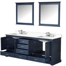 Lexora Dukes 80" W x 22 " D Navy Blue Double Bath Vanity Carrara Marble Top with Faucet Set and 30" Mirrors