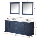 Lexora Dukes 80" W x 22 " D Navy Blue Double Bath Vanity Carrara Marble Top with Faucet Set and 30" Mirrors