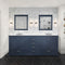 Lexora Dukes 80" W x 22 " D Navy Blue Double Bath Vanity Carrara Marble Top with Faucet Set and 30" Mirrors